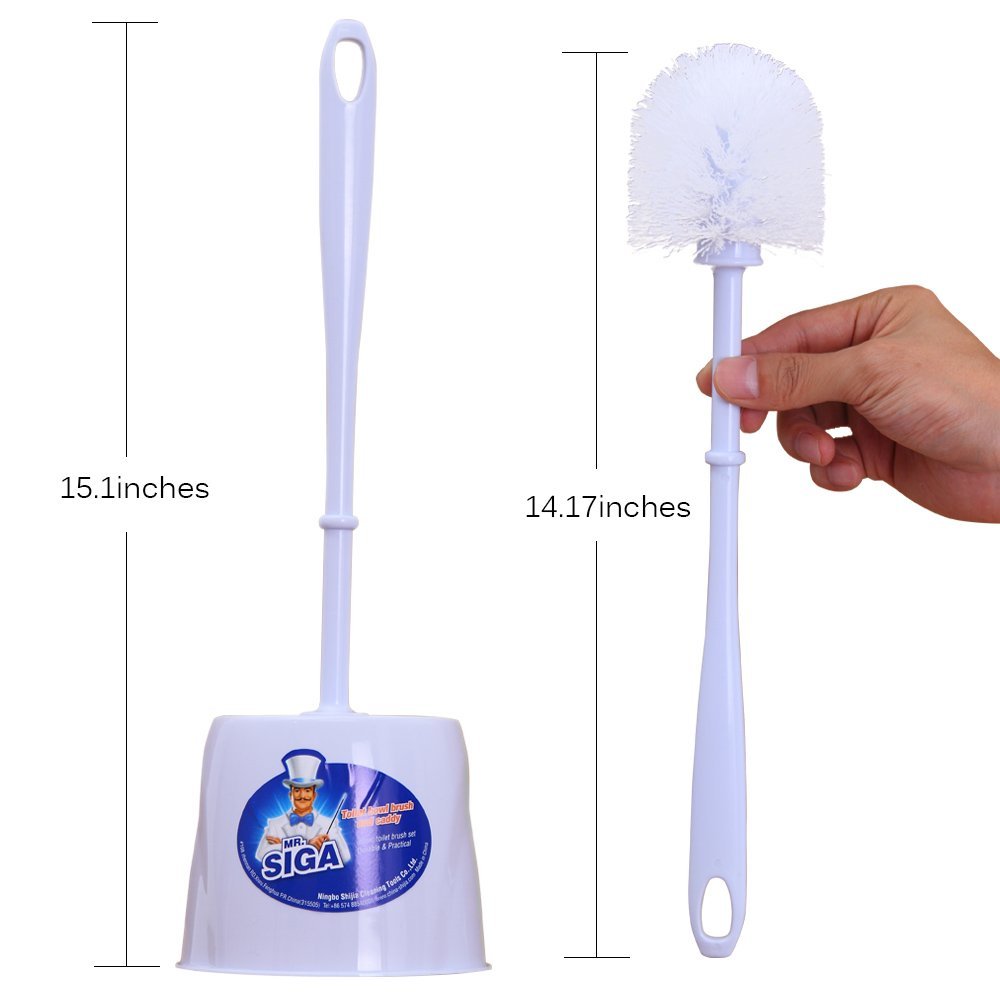 Toilet Bowl Bathroom Brush Caddy Heavy Duty Holder Home 2 Set White