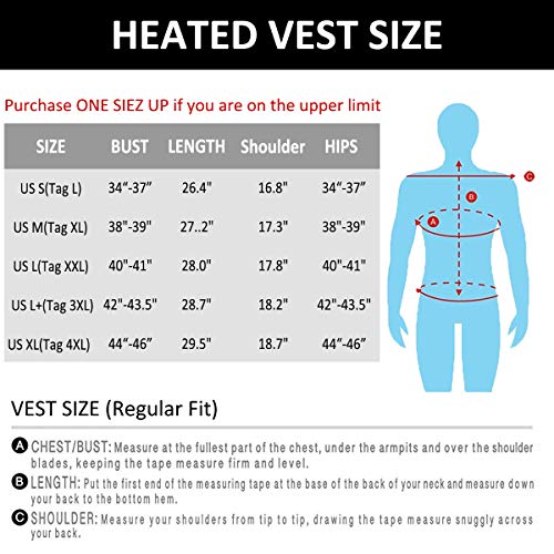 Venustas Heated Vest for Men and Woemn, Heated Coat Lightweight and Water&Wind Resistant(Unisex) Black