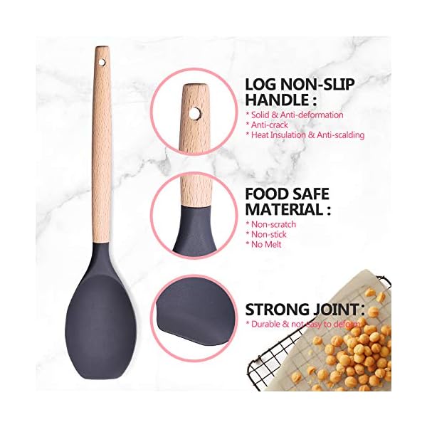 Kitchen-Utensil-Set-Cooking-Silicone-Utensil-Set-with-Holder-Heat-Resistant-Cooking-Tools-Turner-for-Baking-Non-Scratch-Non-Stick-BPA-Free-Cooking-Accessories-Gadgets-Tools-Grey-12-Pcs Kitchen Utensil Set Cooking Silicone Utensil Set with Holder Heat Resistant Cooking Tools Turner for Baking Non-Scratch…