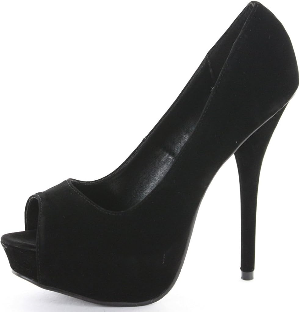 Womens Work Platform Court Shoes Wedding Peep Toe Pumps Stiletto High