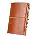 EvZ Leather Writing Journal Notebook, 7 Inches Vintage Nautical Spiral Blank String Diary Notepad Sketchbook Travel to Write in, Unlined Paper, Retro Pendants, Classic Embossed, Brown