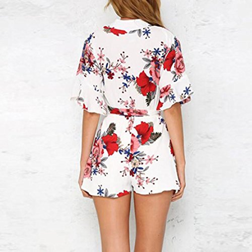 TAORE Long sleeve Women Straps Jumpsuits Overalls Shorts Pants Romper Trousers Playsuits (Medium(US8), Zab02-White#) - Thumbnail 2