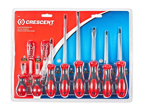 Click Here to See More Images Crescent CSD10 Cushion Grip Screwdriver Set, Red/Black, 10-Piece