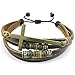 KONOV Mens Womens Leather Rope Bracelet, 7-9 inch Tribal Braided Cross Cuff Bangle, Brown