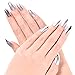 Ejiubas 24 Pcs Silvery Matte and Metalic Finish Full Cover Talone Medium False Nail Tips