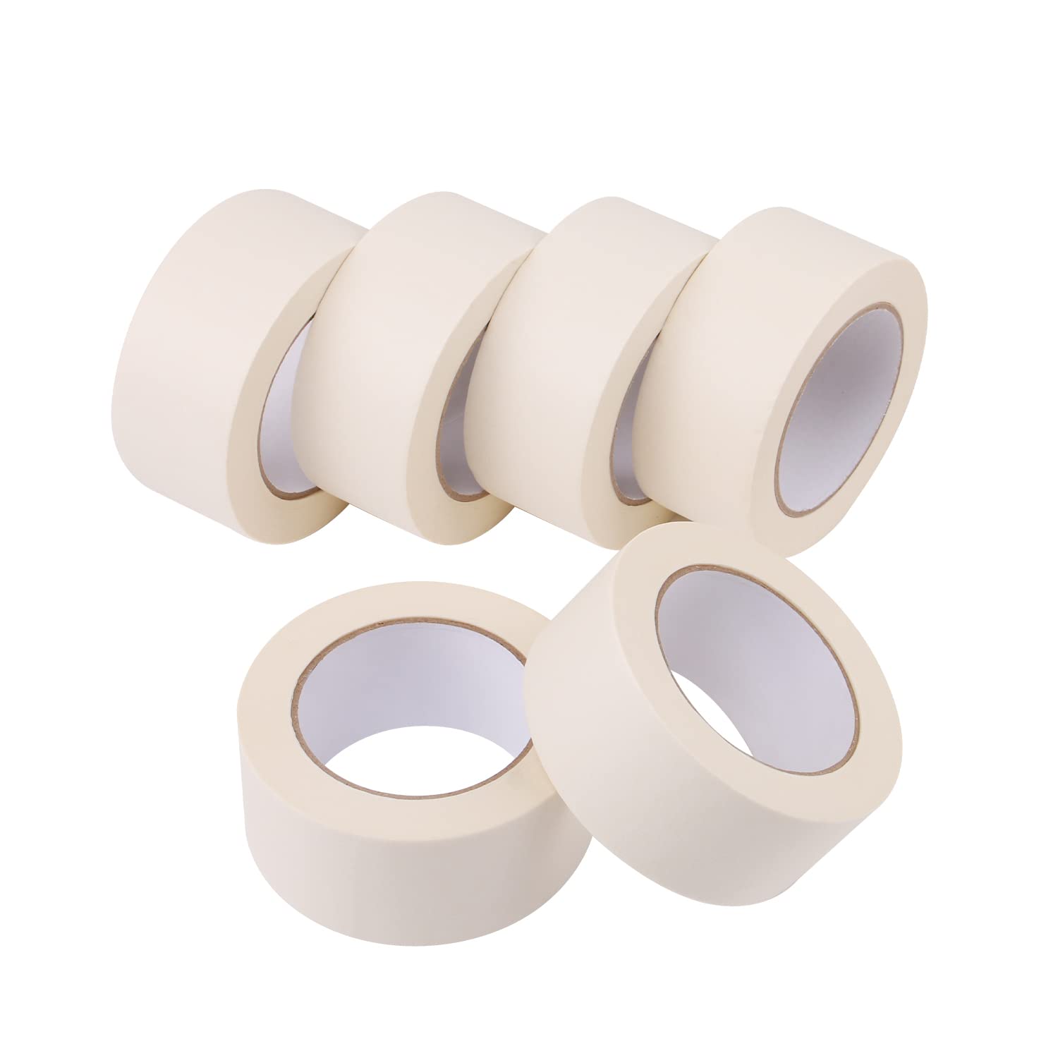 Photo 1 of Lichamp Wide Masking Tape 2 inches, 6-Pack White Masking Tape Bulk Multi Pack, General Purpose & High Performance, 1.95 inches x 55 Yards x 6 Rolls (330 Total Yards)