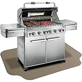 RESILIA Large Under Grill Mat – Heavy Duty, Outdoor Floor Protector Mats for Deck, Patio, & Garage – 72 Inch x 48 Inch with 12 Inch Splatter Protection Lip, Beige/Tan Orange Peel, Made in The USA