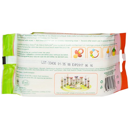Aleva Naturals Bamboo Baby Pacifier and Toy Wipes with Natural and Organic Ingredients, 30 Wipes (5.9x7.9 in.,15 x 20cm) (Pack of 2) - Thumbnail 2