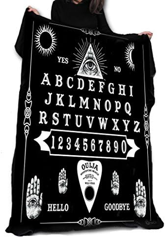 Wild Star Home Ouija Board Throw Gothic Alternative Occult Furniture Home Decoration Soft Cozy Warm Black Fleece Blanket Tapestry 147cm x 147cm