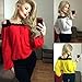 Sunward(TM) Women Sexy Off Shoulder Long Sleeve Lace Chiffon Blouse (Large, Red)