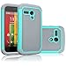 Motorola Moto G Case, Moto G 1st Gen Case, Tekcoo(TM) [Tmajor Series] Shock Absorbing Hybrid Rubber Plastic Impact Defender Rugged Slim Hard Case Cover for Moto G 3G / 4G LTE (Turquoise/Grey)