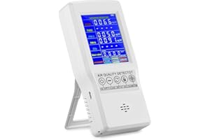 Air Quality Monitor BIAOLING Accurate Tester for CO2 Formaldehyde(HCHO) TVOC PM2.5/PM10 Multifunctional Air Gas Detector Real Time Data&Mean Value Recording for Home Office and Various Occasion(White)