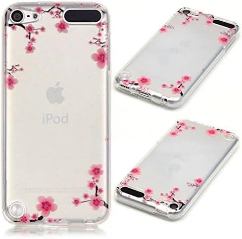 Gravydeals® iPod Touch 5/ Touch 6 Soft Cute Case, Ultra Thin [Slim Fit] Lovely Plum Flower Embossed Print Clear TPU Protective Case Cover Skin for Apple iPod Touch 5/ Touch 6