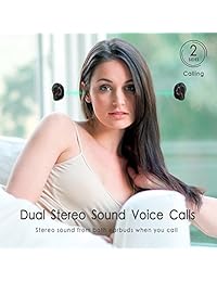 True Auriculares inalámbricos Bluetooth 5.0 lezii Pro TWS Bluetooth estéreo de auriculares bilateral auricular llamada y 6 horas duración de la batería (ajuste de volumen) con caja de carga portátil, S, Negro