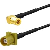 Eightwood Fakra Curry Code K Male to SMB Female Right Angle Cable 6 inch | Satellite Radio Antenna Adapter Compatible with Sirius XM Car Stereo Receiver Tuner