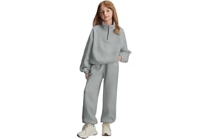 Girls Sweatsuit 2 Piece Outfits Half Zip Long Sleeve Sweatshirt Sweatpant Kids Tracksuit Joggers Clothes Set