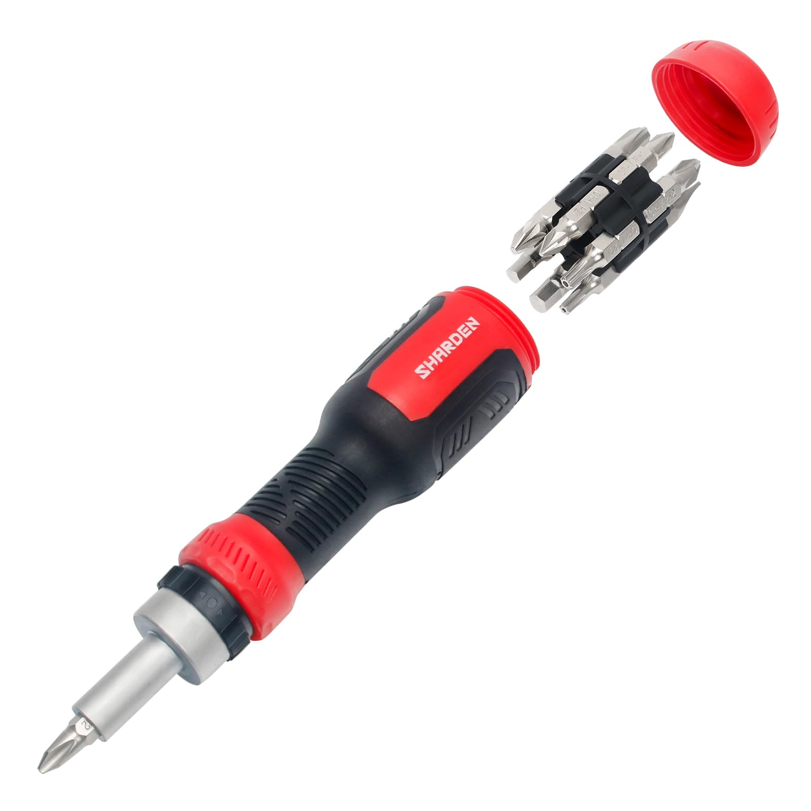SHARDEN Ratchet Screwdriver 13-in-1 Ratcheting Screwdriver Set Multi Screwdrivers Tool All in One with Torx Security, Flat Head, Phillips, Hex, Pozidriv and 1/4 Nut Driver