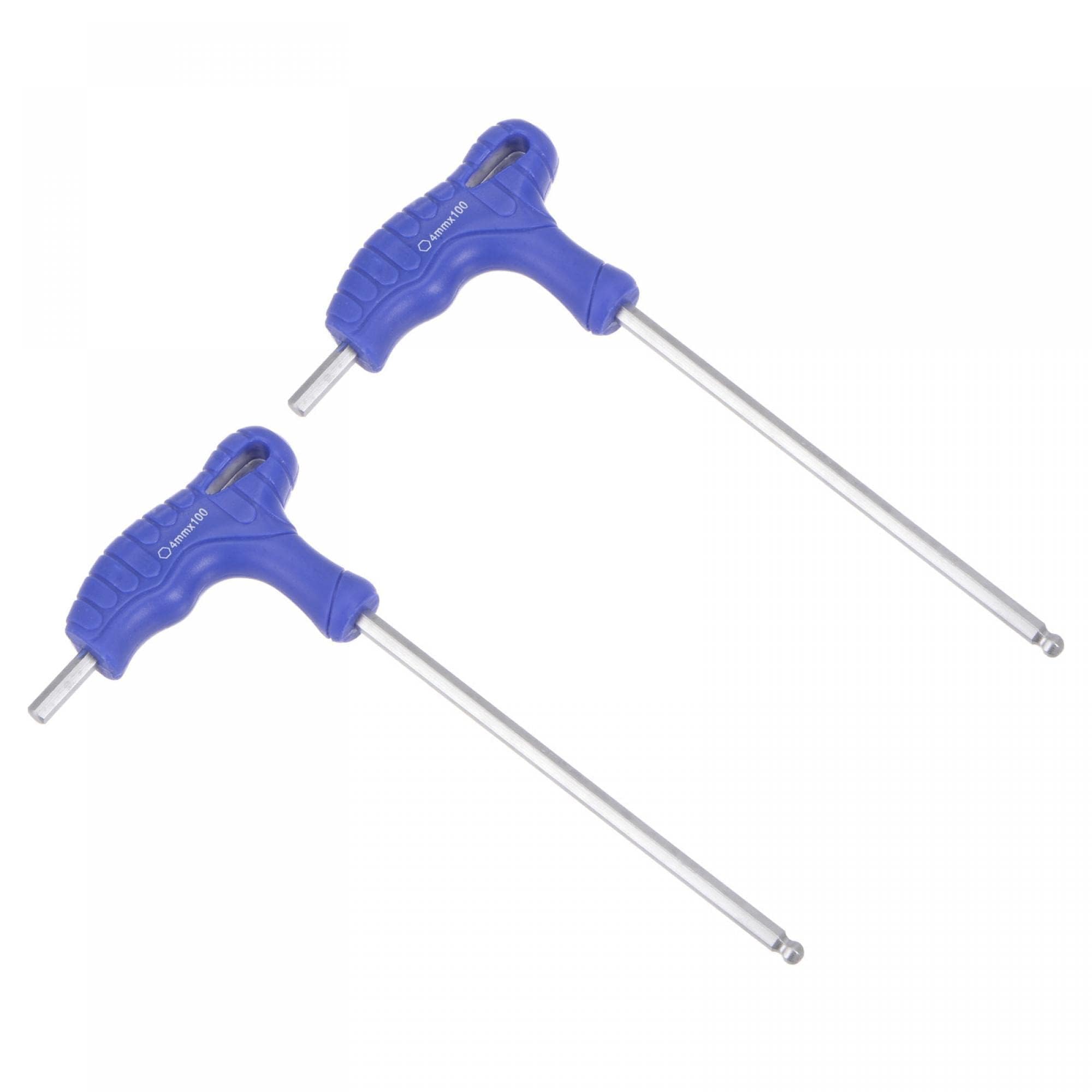 TOP-VIGOR 2Pcs 4mm Ball End Hex Key, T-Handle Hexagon Wrench Spanner, Metric CR-V Steel Allen Key Hand Tools for Repair and Maintenance