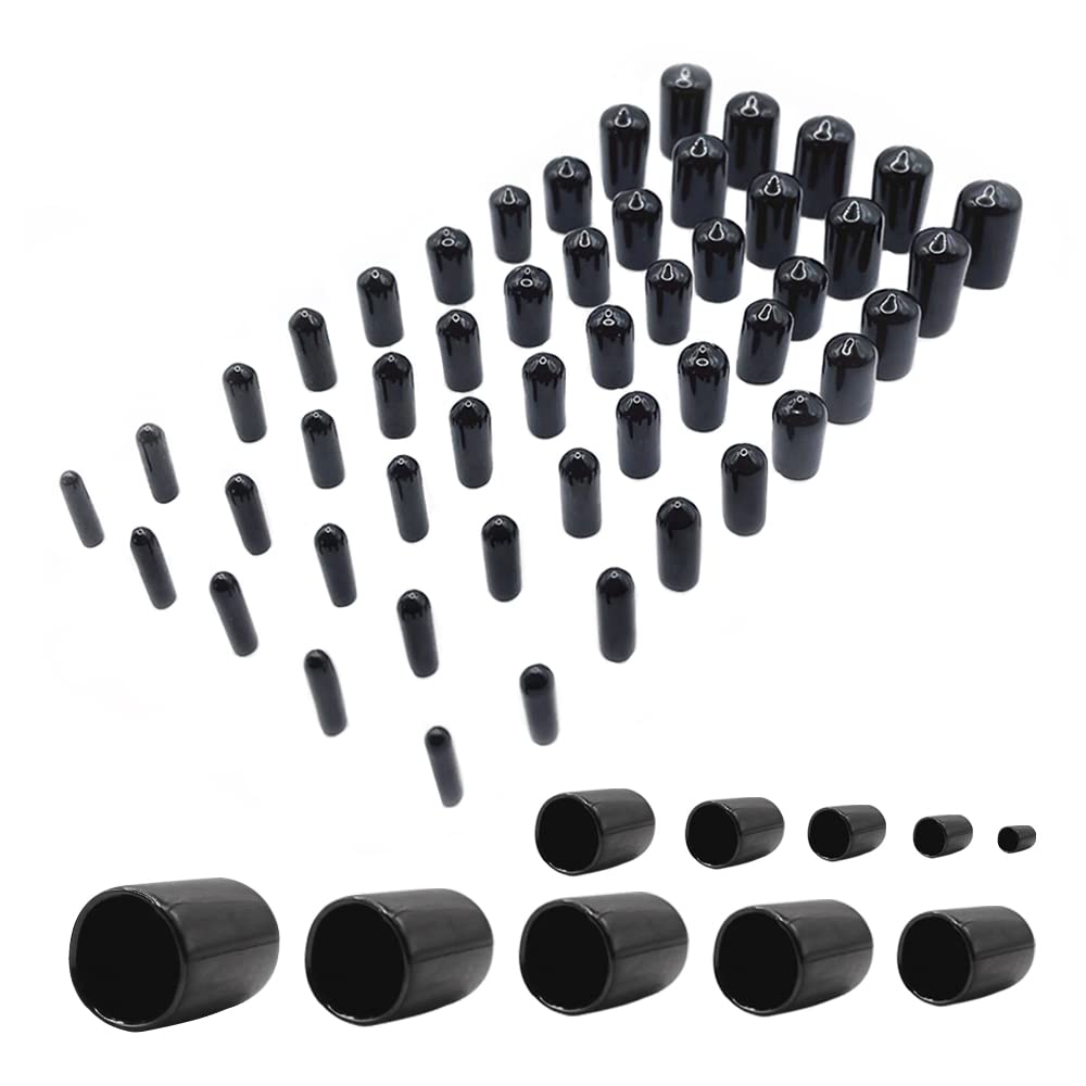HLIWS Round Rubber End Caps-200 Pcs Black Rubber Covers,Screw Thread Protectors for protection of screws,tubes,cables,wires,etc(10 Sizes,internal diameter 2-11mm) โ image 1