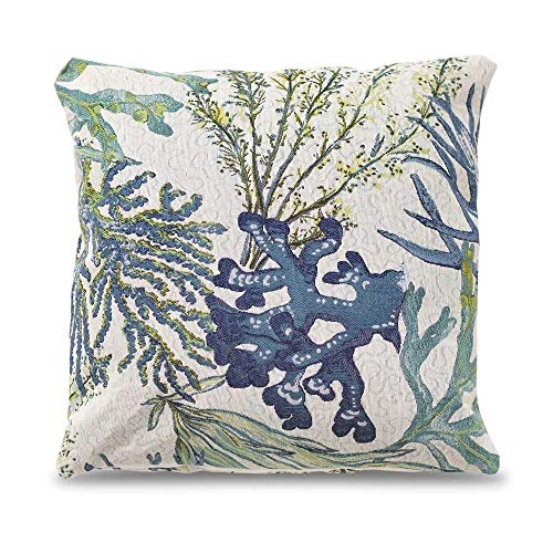 Coral Reef Throw Pillow Set of 2 Blue Cream Green Nature Nautical
