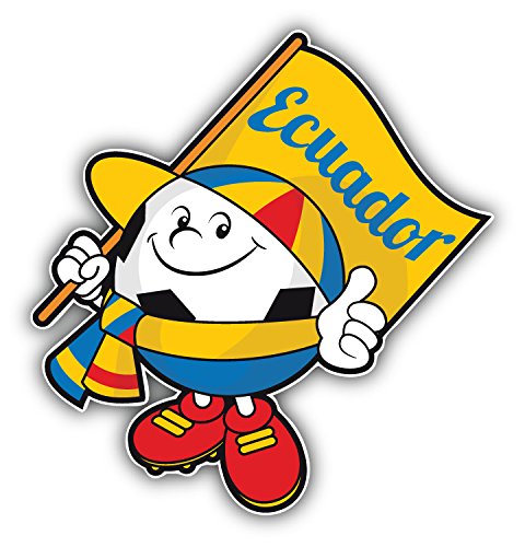 SkudruLacis Cartoon Ekvádor Vlajka Fotbalový míč Maskot Art Dekor Nárazník Nálepka 5 '' x 5 ''