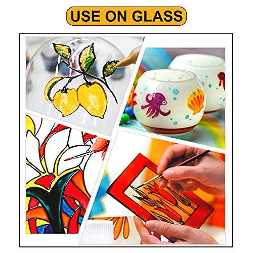 Stained Glass Paint, 12 Color Transparent Paint Vibrant Enamel Paints