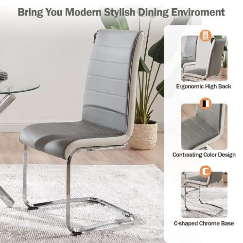 SICOTAS 5 Piece Round Dining Table Set for 4 Person, Modern Round Glass