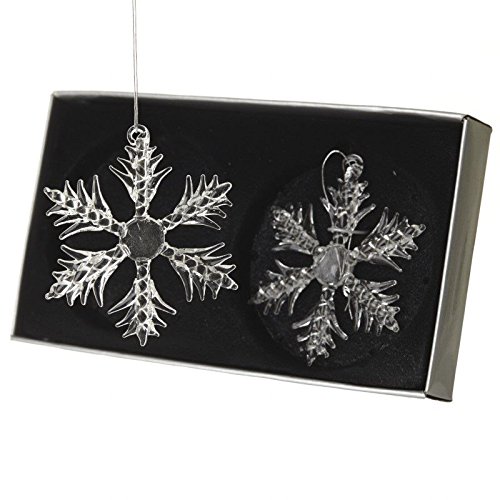 Set of 2 Glass Snowflake Christmas Tree Decorations