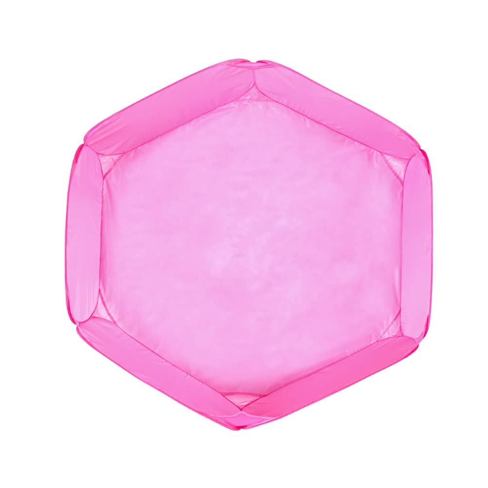 Portable Small Animal Playpen Breathable Pet Cage Tent Pop-Up Exercise Fence Transparent Yard Fences Folding Play Pen for Guinea Pig, Rabbits, Hamster, Chinchillas and Hedgehogs (Pink)