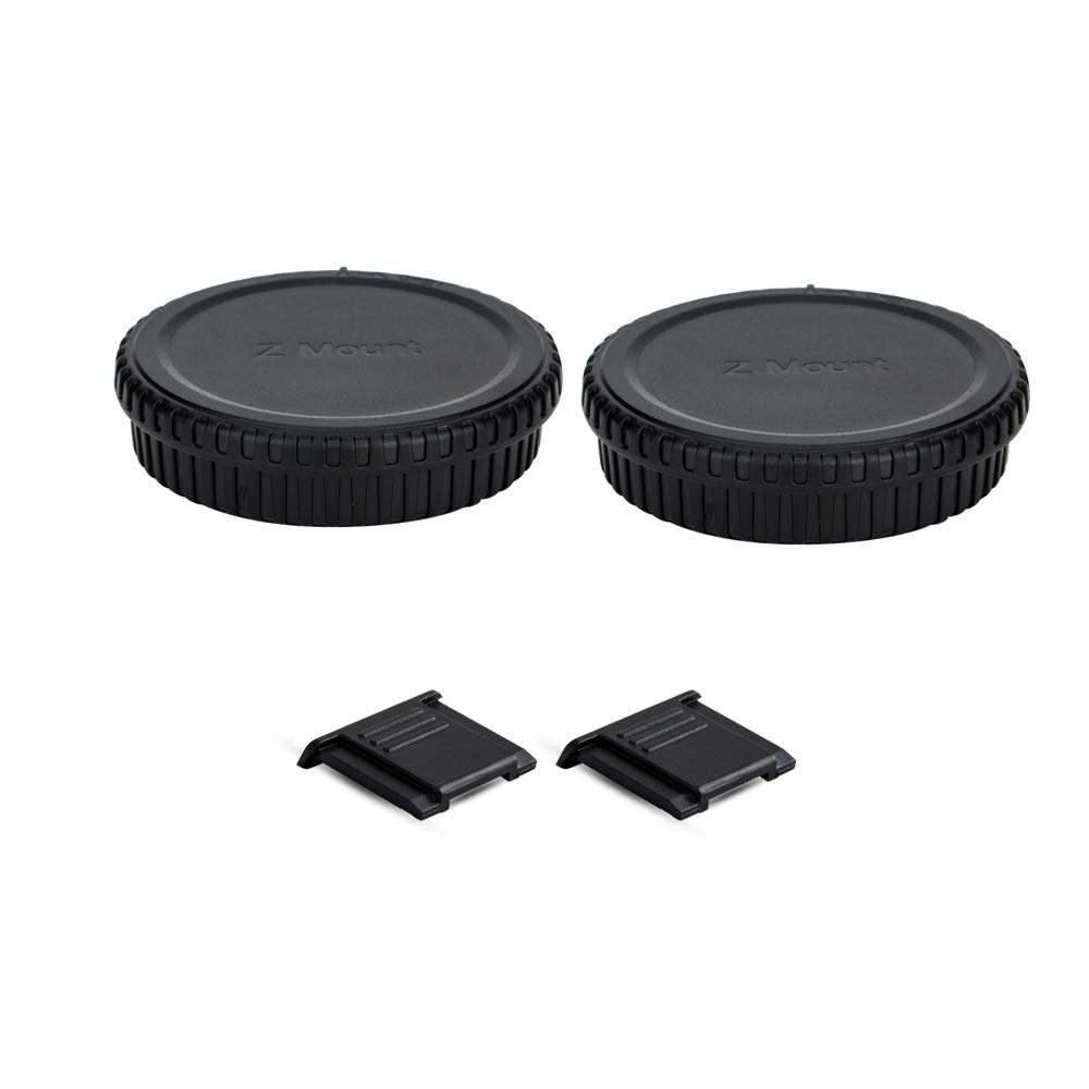 Photo 1 of 2 Pack Z Mount Body Cap Cover & Rear Lens Cap for Nikon Z9 Z8 Z7 Z7II Z6 Z6II Z6III Z5 Z5II Z50 Z50II Z30 ZR Zf Zfc Mirrorless Camera and Z Mount Lenses, 2 Extra Hot Shoe Protective Covers Included