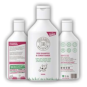 Champú para perros con olor y piel sensible al picor de C&G, acondicionador medicado seguro para cachorros, 500 ml