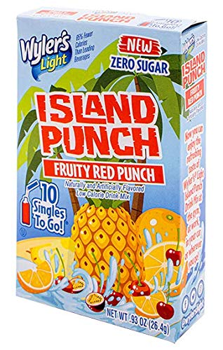 Wyler's Light Island Punch Singles To Go, Fruity Red Punch, 10-Count Box (12 Pack) - Low Calorie Powdered Drink Mixes, Caffeine, Gluten, and Sugar Free