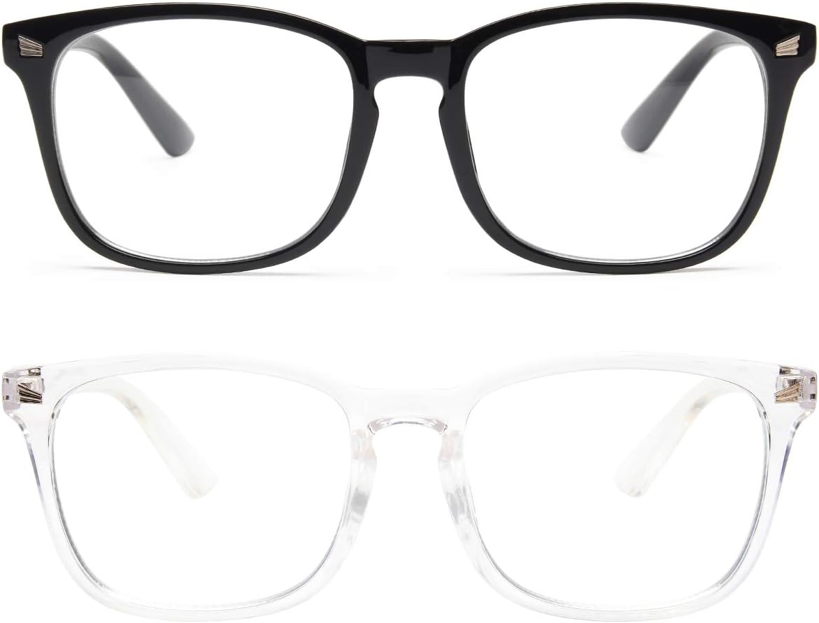 Livho 2 Pack Blue Light Blocking Glasses, Computer Reading/Gaming/TV/Phones Glasses for Women Men,Anti Eyestrain & UV Glare