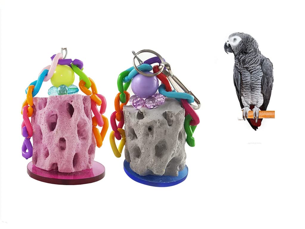 YongXiangPeng Parrot Chew Toy,2 Pcs Cockatiel Tear Toys Bird Beak Calcium Stone, Budgie Yoys and Accessories for Parrot Macaw African Grey Parrot and Other Parrots(Random Color)