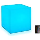 IUSEIT LED Cube Light, 6-Inch Cordless Night Light for Kids, 16 Color Changing Mood Lamp Rechargeable Tesseract Cosmic Cube with Remote Control Decorative Lighting for Home Party Bar