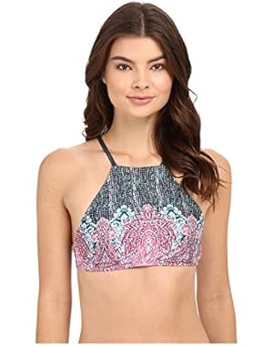 Women's Midnight Paisley High Neck Racerback Bikini Top