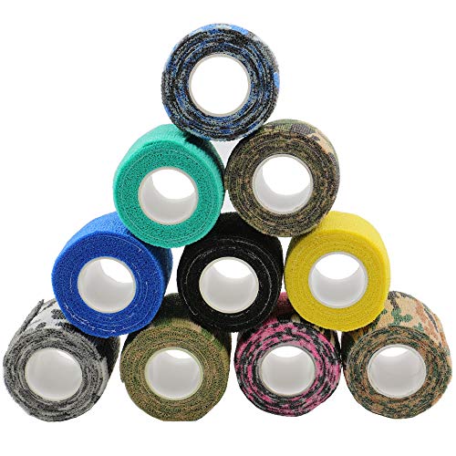 Tattoo Grip Cover - Yakecan 10pcs Disposable Cohesive Tattoo Grip Cover Bandage, Self Bandage Roll Elastic Grip Wrap for Tattoo Machine Tattoo Grip Accessories, Sports Tape Cover Super Durable Mi - Thumbnail 2