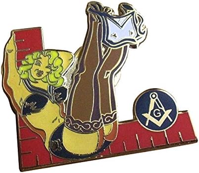 Masonic 'Sexy Lady' Pin Badge, Apron/G/Square & Compass/Mens Freemason Gift
