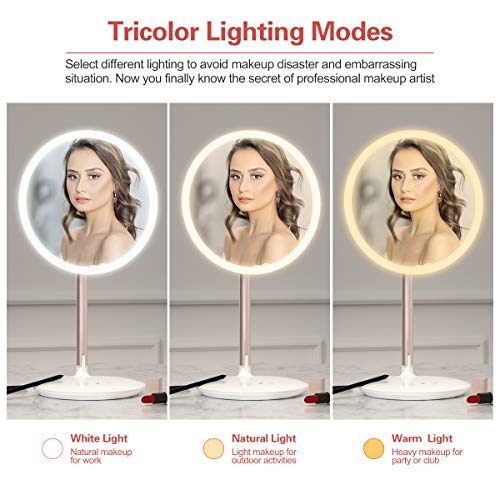 Rechargeable Lighted Makeup Vanity Mirror, Cosmirror 8inch Makeup
