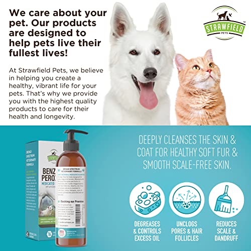 Strawfield Pets Benzoyl Peroxide Medicated Shampoo for Dogs, Cats