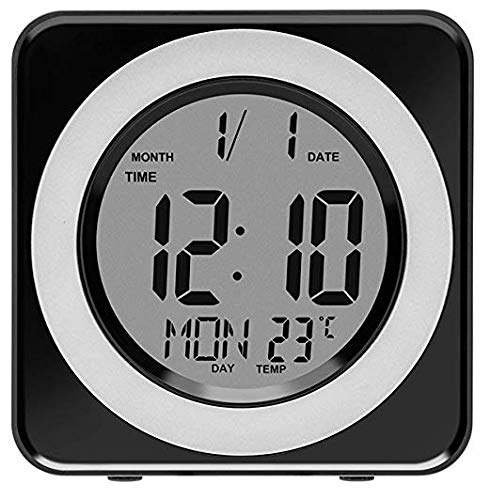 WorldSeng Alarm Clock,Kids Alarm Clock,Digital LCD Display Portable Modern Alarm Clock with Snooze Time Temperature, Calendar, Alarm Clock, Sound Sensor Smart Nightlight, Clocks for Bedrooms