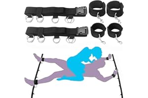 Bed Bondage Sexy Toys Set with Bed Tie Restraints Adjustable 2X2 Wrists Ankle Cuffs,Women Kinky Play Handcuff Tied Up On Bed 