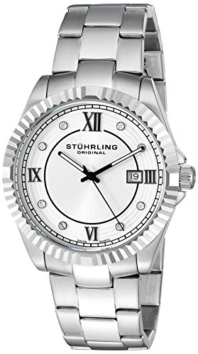 Stuhrling Original Men's 399G.33112 Symphony Swiss Quartz Date Stainless Steel Crystal- Accented Link Bracelet Watch