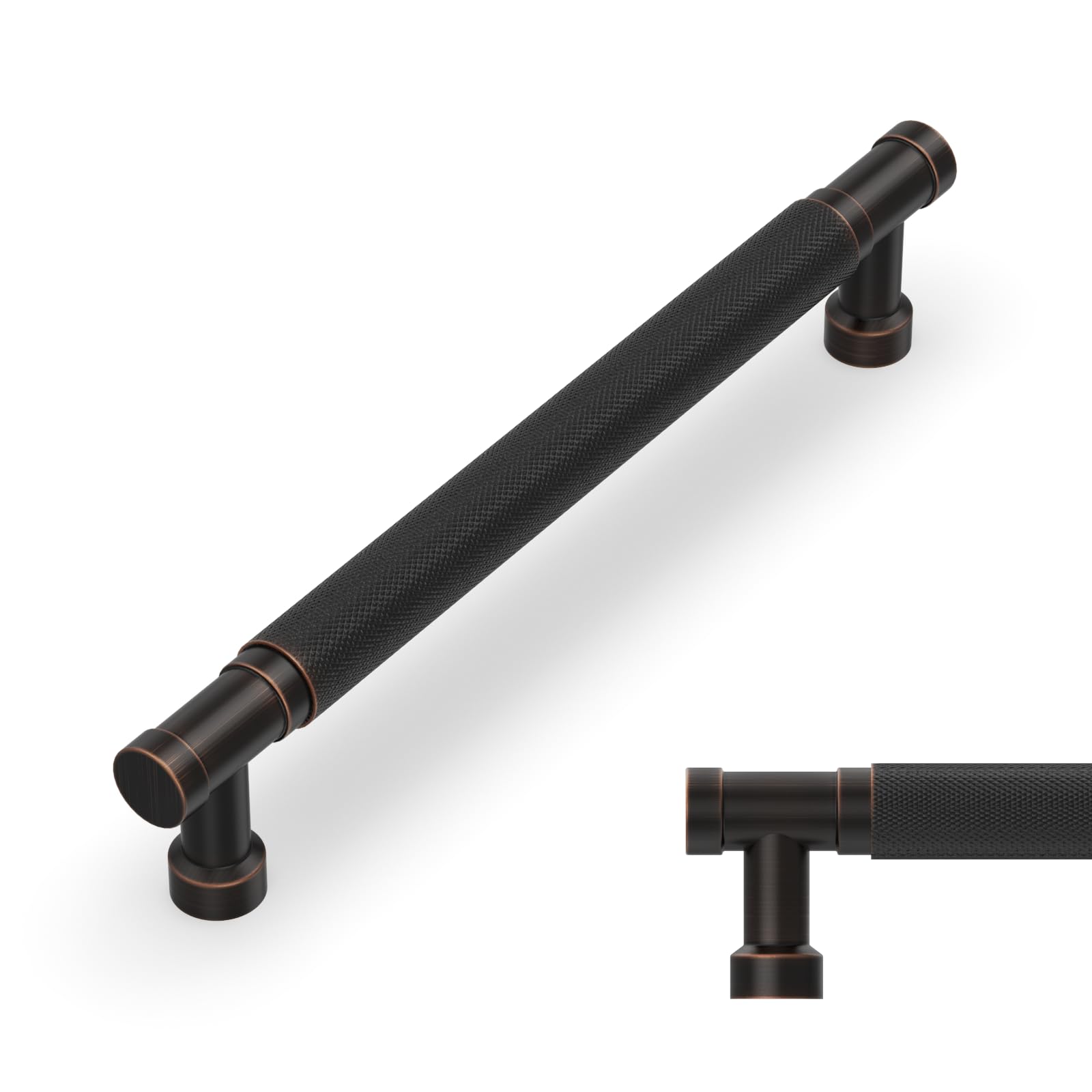 Amerdeco 10 Pack 6.3 Inch(160mm) Oil Rubbed Bronze Cabinet Pulls Knurled Kitchen Cabinet Handles, Cabinet Pulls Kitchen Cabinet Hardware for Cupboard Drawer Pulls AM028