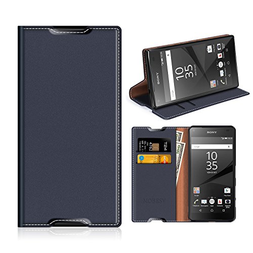 Sony Xperia Z5 Compact Wallet Case, Mobesv Sony Xperia Z5 Compact Leather Case/Phone Flip Book Cover/Viewing Stand/Card Holder for Sony Xperia Z5 Compact, Dark Blue