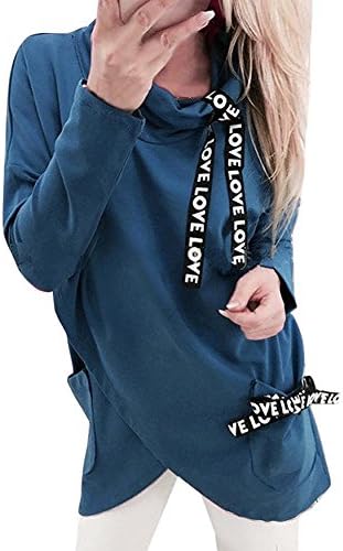 Yamally_9R Fashion Turtleneck Irregular Sweatshirt Blouse Pullover