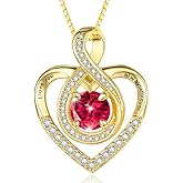 CupidGift Heart Necklaces for Women Gold Plated Dainty Birthstone Pendant Infinity Necklace 14 K Gold Everyday Necklaces Jewelry Anniversary Birthday Gifts for Wife Mom