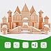 Wooden Blocks - iPlay, iLearn wood block set Natural Wooden Stacking Cubes Blocks 52 PCS