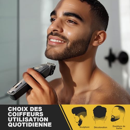 SUPRENT Men's Hair Clipper, Professional Cordless Hair Clipper Set, Hair Clipper and T-Blade Beard Trimmer, Hair Cutting for Men Gift (Grey)