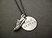 SOLE SISTER Necklace - Pewter Running Shoe Charm with Hand Stamped Round Nickel Silver Charm on 18 inch Gunmetal Chain - Handmade Runner Jewelry